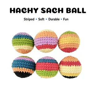 Handmade Crochet Hacky Sack Ball Colorful Striped Footbag For Outdoor Play hacky sacks