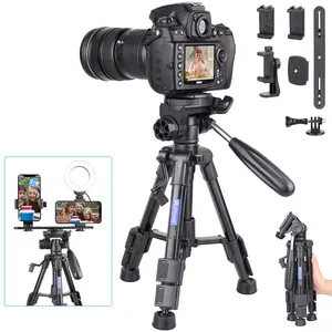 ARTCISE AF03 Mini Camera Tripod Tabletop Camera Tripod for Phone/Camera, with 3-Way Flexible Pan Head and Bubble Level,（Extra Gift:Extension Bracket, Quick Release Plates,Phone Clip）
