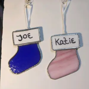 Name stockings personalized stained glass