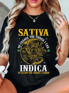 100% Cotton Unisex Cannabis Weed Fun - Sativa To Change The Things I Can Indica T-Shirt