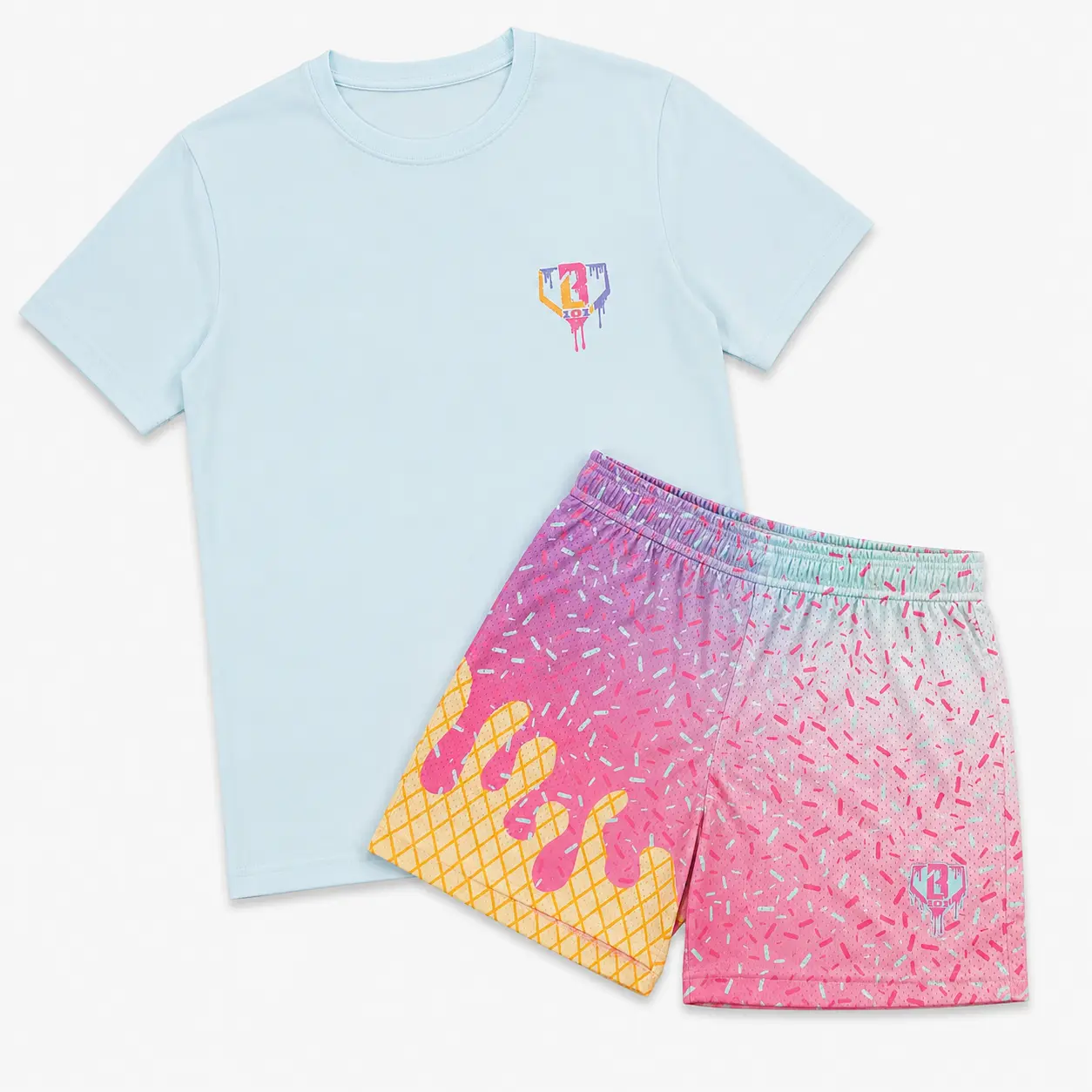 Baseball Lifestyle 101 Ice Cream Tee and Short for Adults & Youth, Casual Matching Outfit