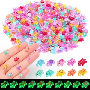 500pcs Luminous Mini Resin Turtles,Tiny Turtle Glow in The Dark,Mini Animals Figures in Bulk for Micro Landscape Fairy Garden Aquarium Decor,10 Colors