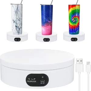 Exhibition Stand for Sublimation Tumbler, 360° Automatic Mute Rotating Revolving Platform