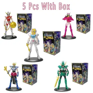 New 5-Piece Saint Seiya Set - Shiryu, Ikki, Hyoga, Shun, Seiya - 6.6in Tall, Ideal for Anime Fans & Collectors