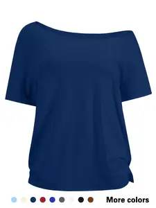 Women's Solid Off Shoulder Tee, Casual Basic Long Sleeve T-Shirt for Daily Wear, Ladies Clothes for All Seasons, Casual Fashionable Top, Top, Tshirt