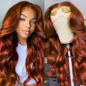 Bling Hair #33 Reddish Brown(Ginger) 13x4 Lace Front Wigs 180% Density Body Wave Lace Front Wigs Pre Plucked 13x6 Lace Wigs For Black Women