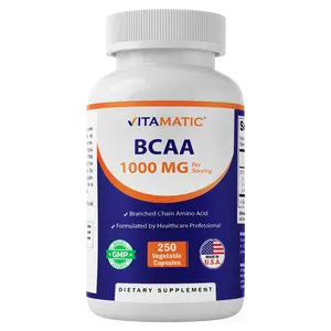 Vitamatic BCAA 1000 mg Per Serving (2:1:1) | 250 Veg Capsules | Branched Chain Amino Acid Supplement | Non-GMO | Made in USA