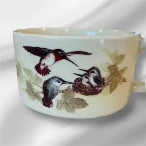 Vintage Otagiri Japan Hummingbird Porcelain Coffee Mug Set of 4