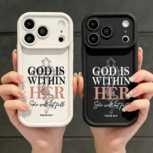 God is Within Her She Will Not Fall Psalm 46:5 Christian Faith Phone Case for iPhone 17 16 15 14 13 12 11 Pro Max Plus Air Bible Verse Letter Design Soft Silicone Shockproof Cover Gift TYJT260409001