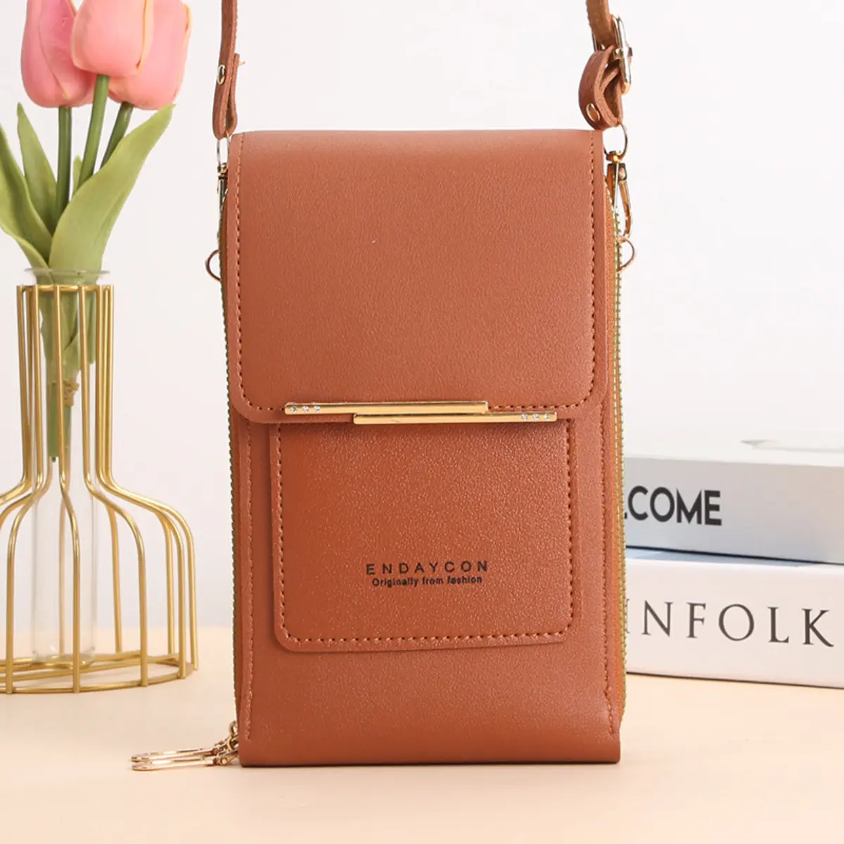 Touchscreen Sensitive Phone Bag with Multiple Colors, Use Phone Without Taking It Out, Clear Window Crossbody Purse with 3 Card Slots & Secure Dual Zipper Wallet