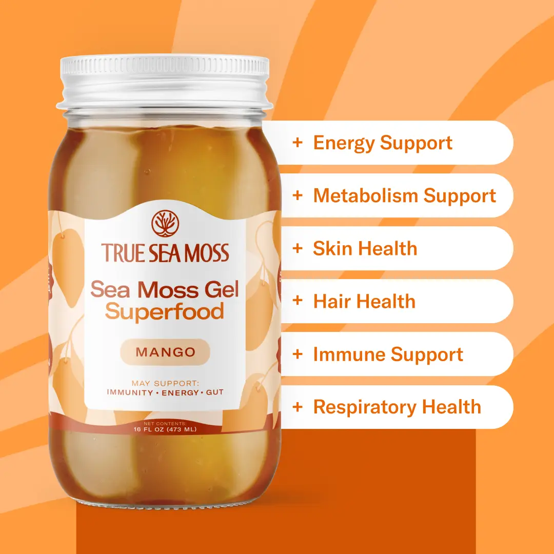 TrueSeaMoss Wildcrafted Mango Sea Moss Gel – Organic, Raw, Vegan-Friendly, Packe...