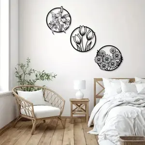 1pc Large Flower Wall Art Set – Metal Wall Art for Living Room, Elegant Home Decor with Floral Design, Beautiful Wall Decor