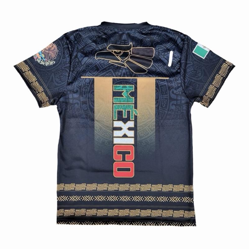 Black Mexico Jersey with Golden National Shield - Authentic Soccer Wear for Fans
