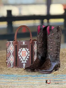 ROCKEM ALMA FLOR DE LUZ BROWN GLITTER INLAY SQ. TOE