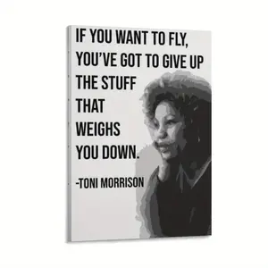 Inspirational Quotes Canvas Art | Toni Morrison Motivational Wall Decor | Pine Wrapped Frame | Minimalist black and white design for bedroom, living room, office | Ideal gift for book lovers and art enthusiasts, inspiring wall decoration