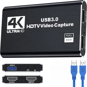 Capture Card, Audio Video Capture Cardwith Microphone 4K HDMl Loop-Out,1080p 60fps Video Recorder for Gaming/Live Streaming/Video Conference, Works forNintendo Switch/PS4/0BS/Camera/PCAccessories