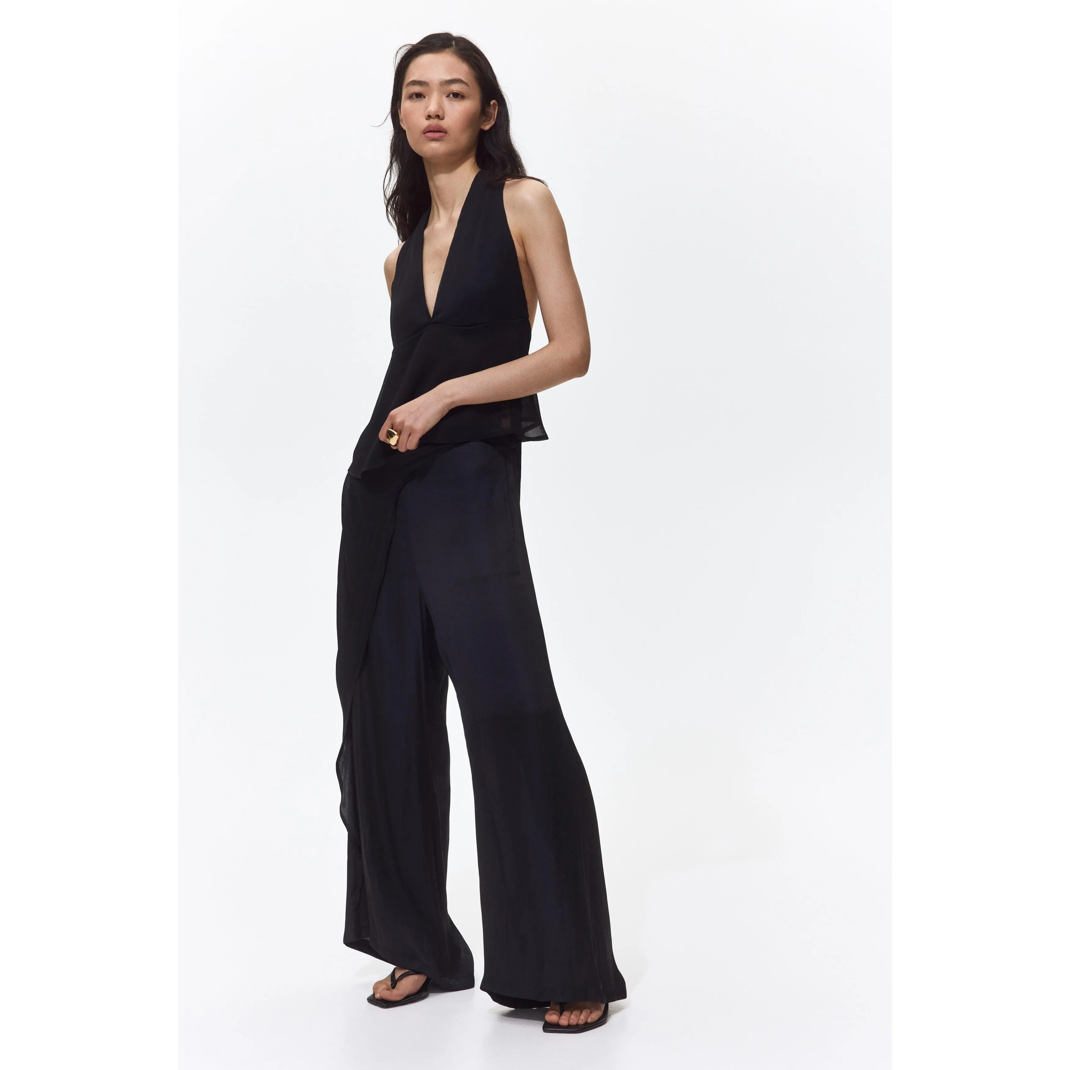 H&M Wrap-detail satin trousers