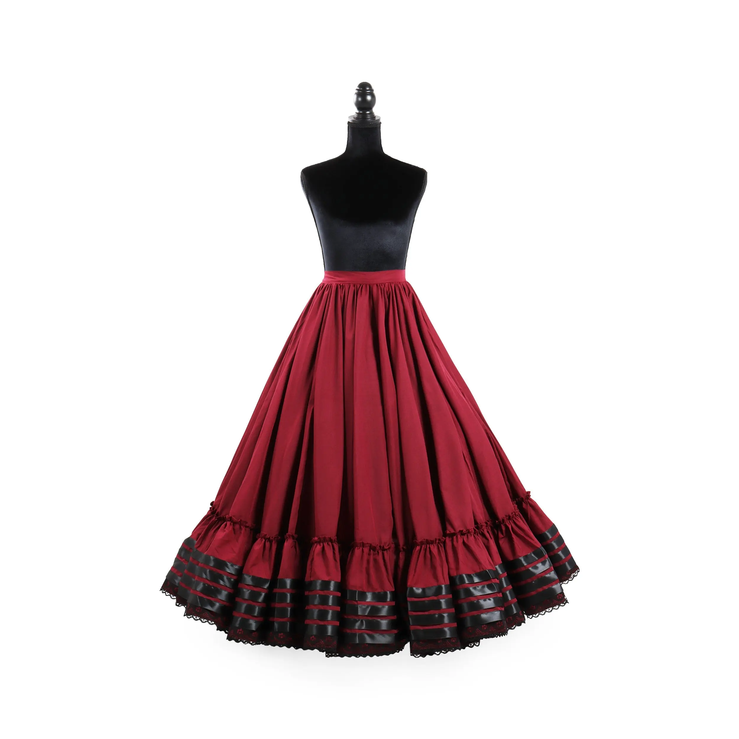Hoja de Maiz Doble Vuelo Folklórico Practice Skirt – Burgundy