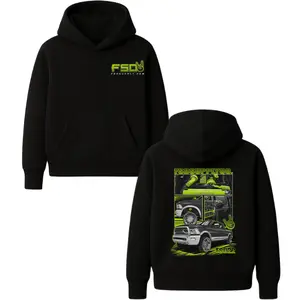 FSD Supply Co Truck Hoodie – Black Automotive Graphic Pullover Featuring Custom Pickup Interior & Exterior Panels, Streetwear Hoodie for Truck Lovers & Garage Life Fans