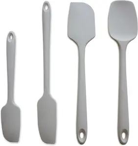 Gray Silicone Spatula Set - 4-Pack Heat Resistant & BPA Free, Ideal for Various Cooking Applications