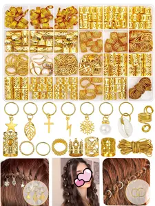 259pcs Mixed Style Hair Rings Set, Fashion Hair Accessories for Women & Girls，Boho Style Hair Accessories Set, Hair Jewelry for Braids, Women's Hair Jewelry, Metal Hair Ring Cuff for Dreadlocks Pirate& Fairy Cosplay Accessories For Halloween Party