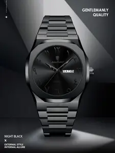 POEDAGAR Men's Military Waterproof Luxury Watch, Modern Waterproof Watch, Calendar Function Quartz Movement, Stainless Steel Material, Men's Fashion Casual Quartz Watch, Preferred Gift for Him