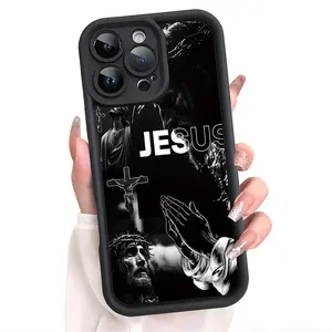 Jesus Cross Christian Religious for iPhone 16 17 15 14 Pro Max 13 12 11 Air Plus Samsung S2654321 Shockproof Drop Protection Rugged Durable Silicone Cover HH7026