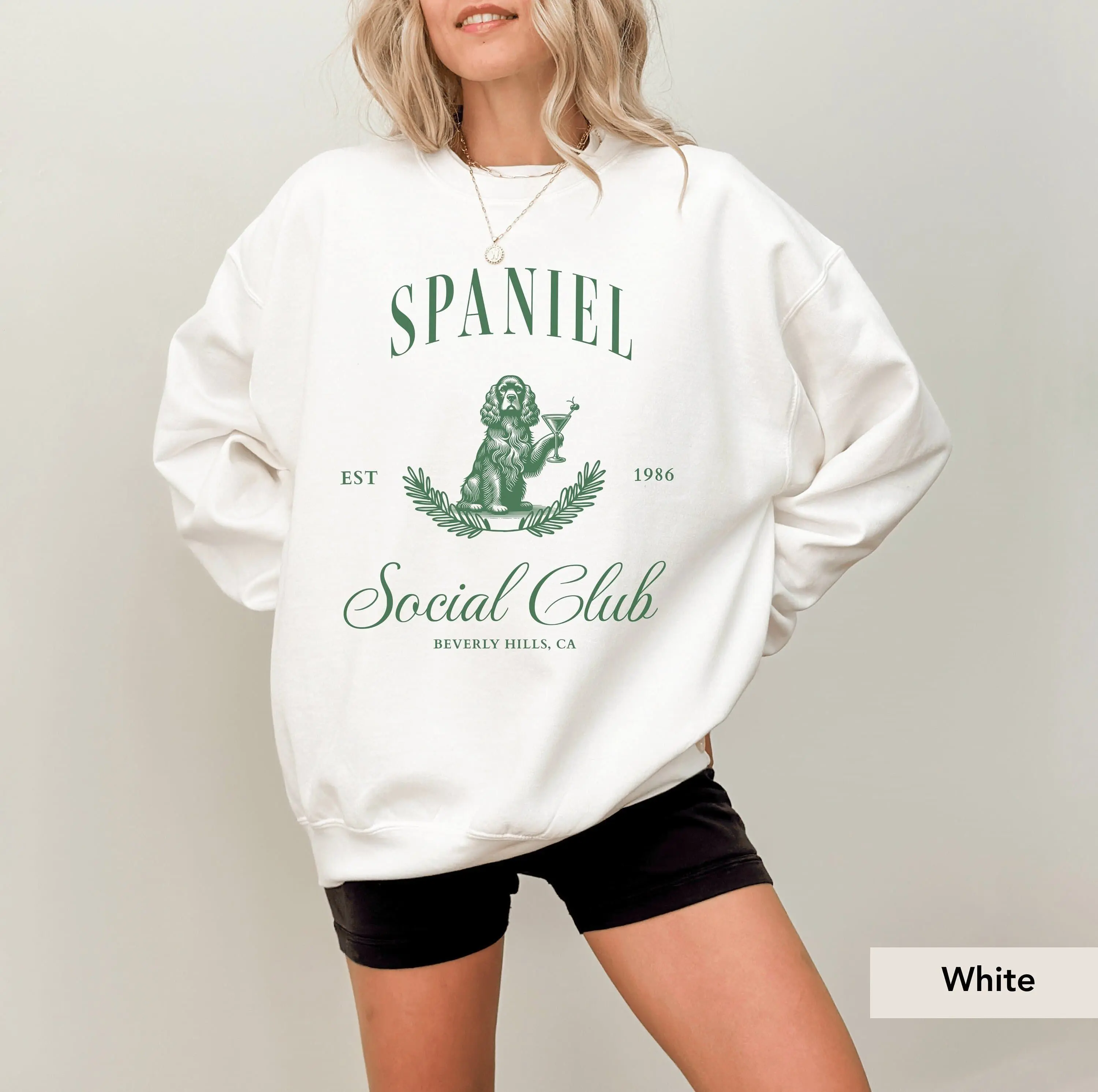 Cocker Spaniel Martini Social Club Sweatshirt, Cocker Spaniel Sweatshirt, Spaniel, American Cocker Spaniel, Cocker Spaniel Shirt, Spaniel Cotton Crewneck Fabric Womenswear