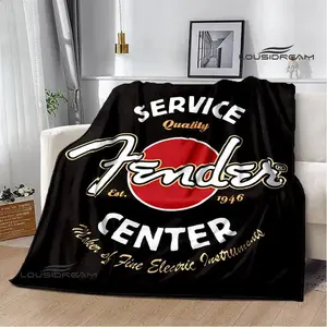 Fender guitar logo Printed blanket Kids Warm blankets Flannel Soft Cozy Blanket Sofa Travel Blanket bed linings Birthday Gift