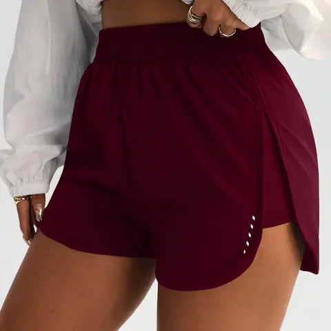 Women's Reflective Moisture-Wicking Running Shorts, Fitted Casual Athletic Training Shorts, All Seasons Sports Wear, Plain Pattern, Workout Impact Shorts, Active Wear Shorts
