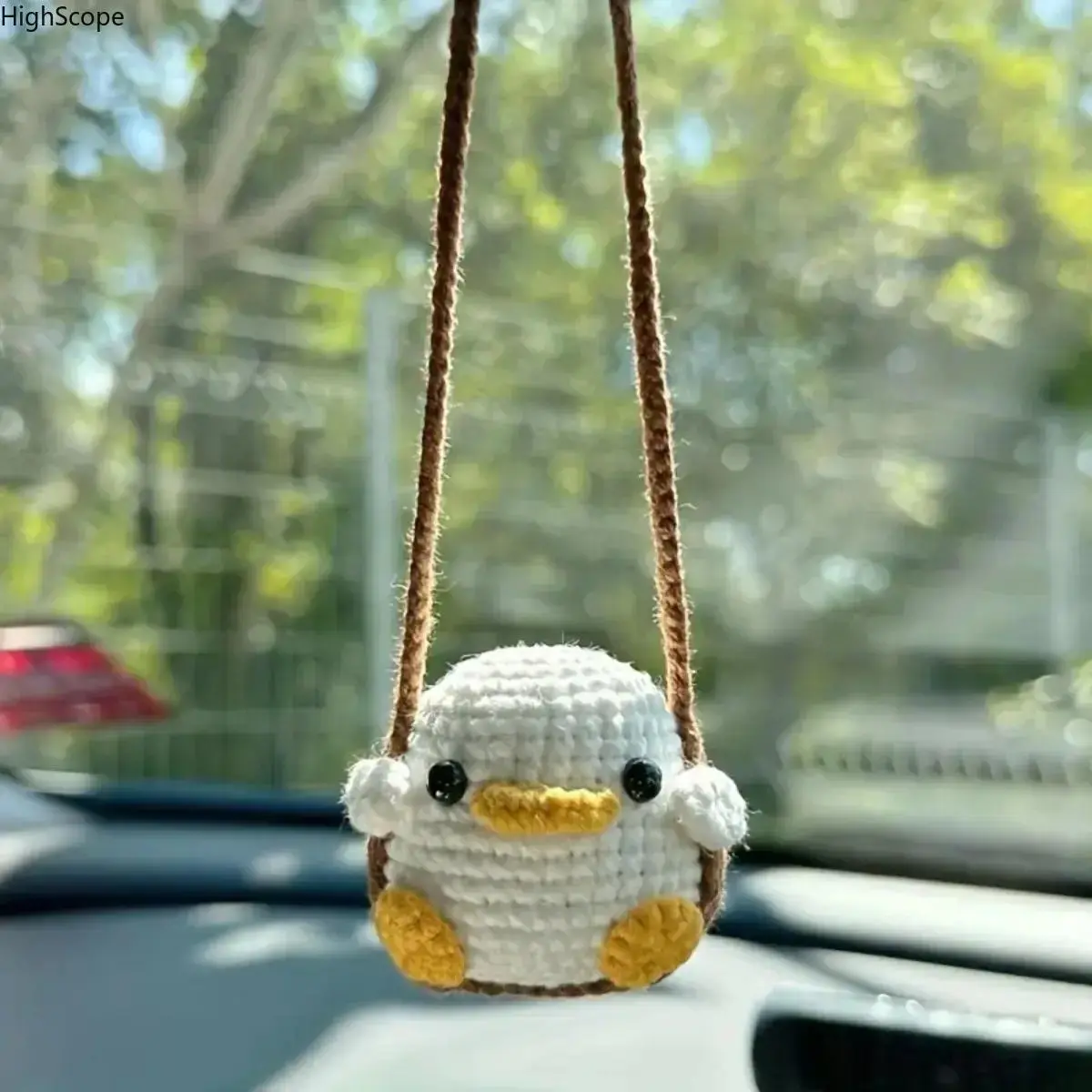Handmade Crochet Frog Car Hanging Ornament, Cars Accessories, Car Decoration