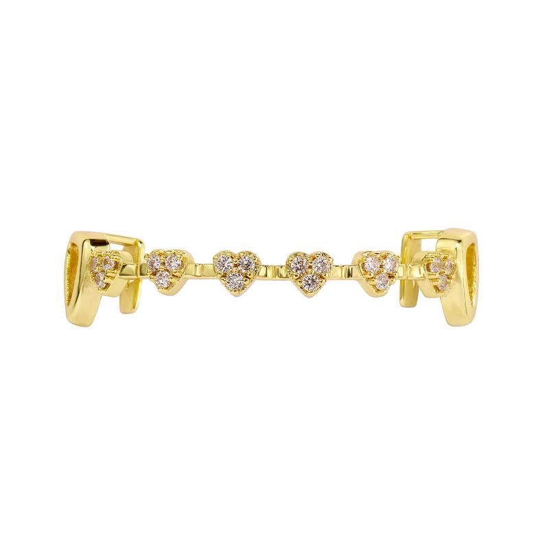 【PANG Jewelry】Trendy and Fashionable Golden Tooth Miniature Full Diamond Zircon Braces  A Personalized and Trendy Outfit for Daily Streetwear and Rap Lightweight Oral