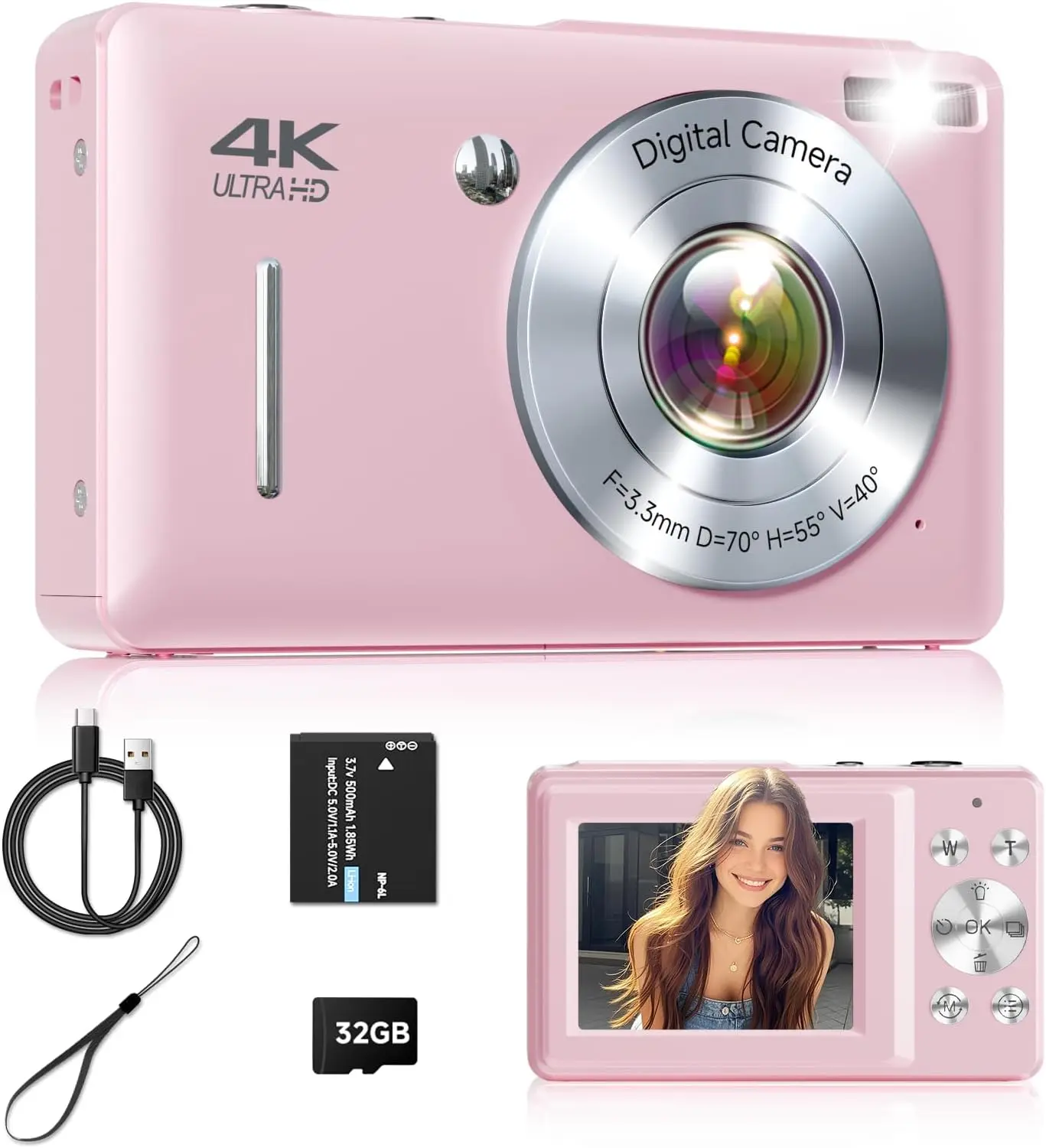 Digital Camera, 44MP FHD1080P Point and Shoot Digital Camera with 16X Zoom, Small Compact Camera with  Detect, Smile Capture, Anti Shake for  Teens Boys Girls