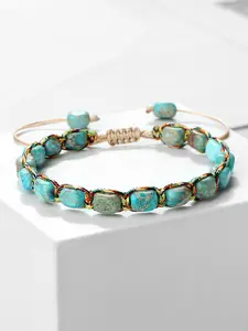 Handmade Adjustable Beaded Bracelet, Natural Stone Boho Style, Unisex Fashion Accessory, All Seasons Wear, Plain Pattern Design, Boho Style Jewelry, Boho Style Bangles