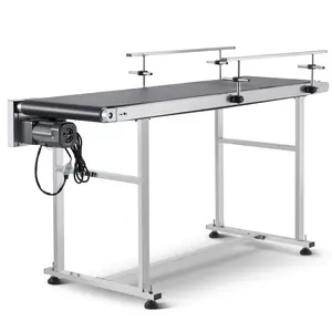Belt Conveyor, 59 X 15.7 Inch Conveyor Table, Heavy Duty Stainless Steel Motorized Belt Conveyor For Inkjet Coding Applications, Powered PVC Belt, Anti-Static, Adjustable Speed, Double Guardrail