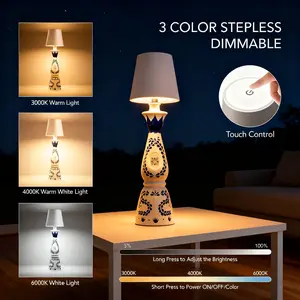 2026 Wireless Bottle Lamp Touch Dimmable LED Lamp, 3 Color Changing Stepless Brightness Night Light, Rechargeable Bottle Light for Bedroom Bar Restaurant Party Decor, Ambient Table Lamp, Aesthetic Room Decor, Creative Gift for Women Men