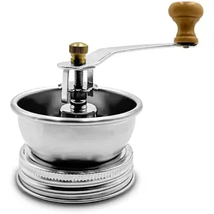 Stainless Steel Coffee Grinder Lid for Regular Mouth Mason Jars | Manual Crank Burr Grinder Attachment with Rust-Proof Ceramic Mechanism | Fresh Coffee Grinding for Camping, Travel & Home Barista Use