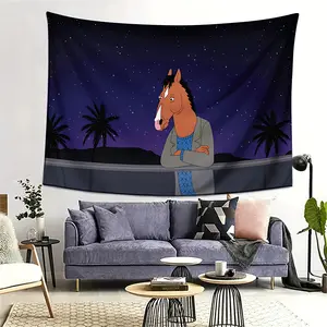 1pc BoJack Horseman Poster Tapestry - TV Show Decor Wall Hanging with BoJack Character, Peach Light Beige Texture for Dorm, Living Room, Bedroom - Perfect Gift for Fans (No Electricity Needed)