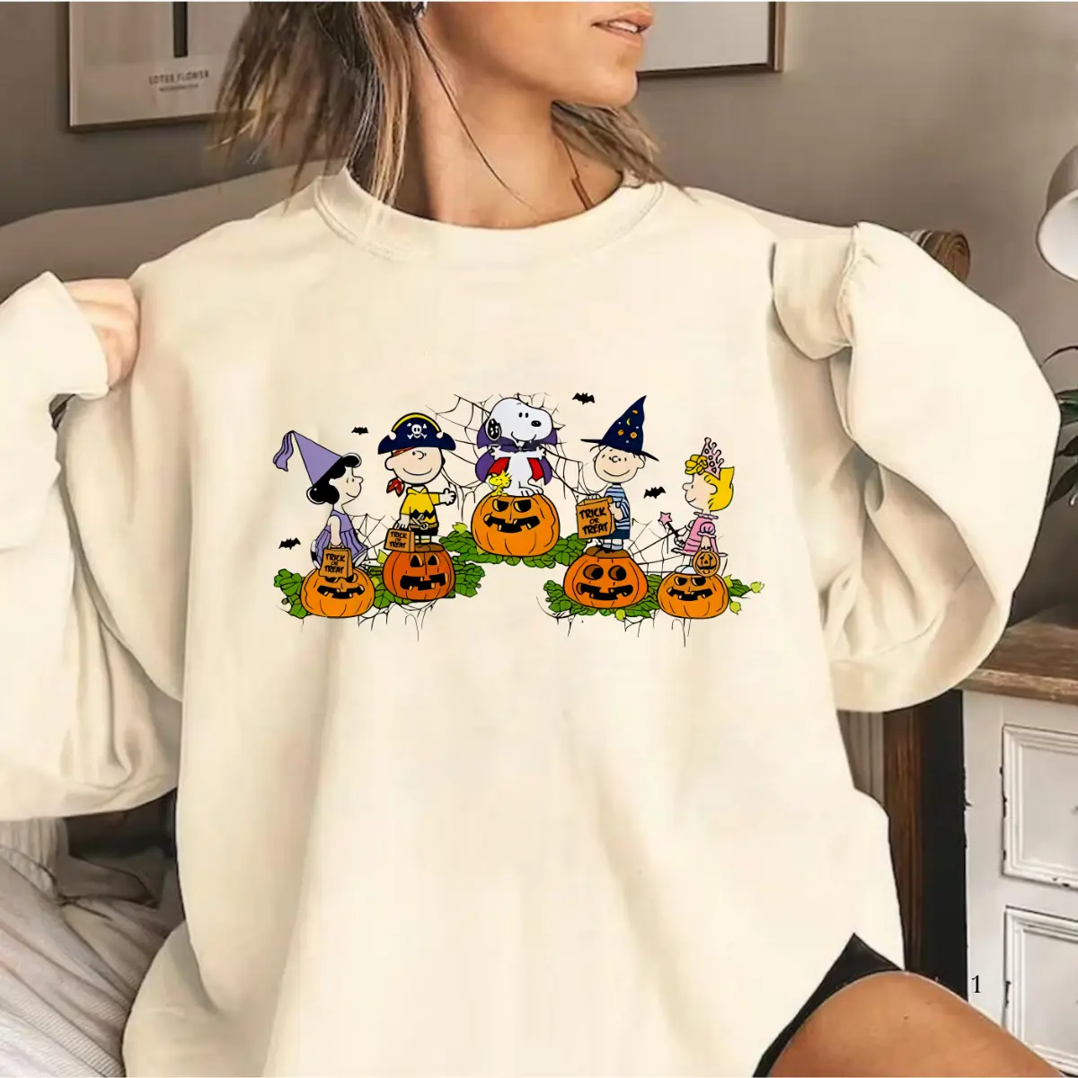 Cute Halloween Friends Sweatshirt- Pumpkin Patch Peanuts Inspired Ghost Costume Graphic Crewneck Pullover, Cozy Fall Outfit Womenswear Tops