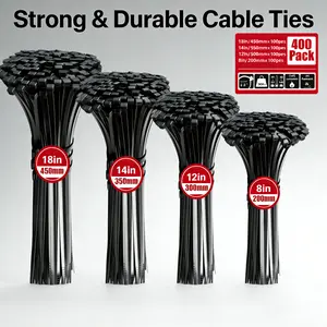 400PCS Nylon Cable Ties Self-Locking Zip Ties Heavy Duty Wire Management Cord Organizer for Home Office Garage Garden Electrical Universal