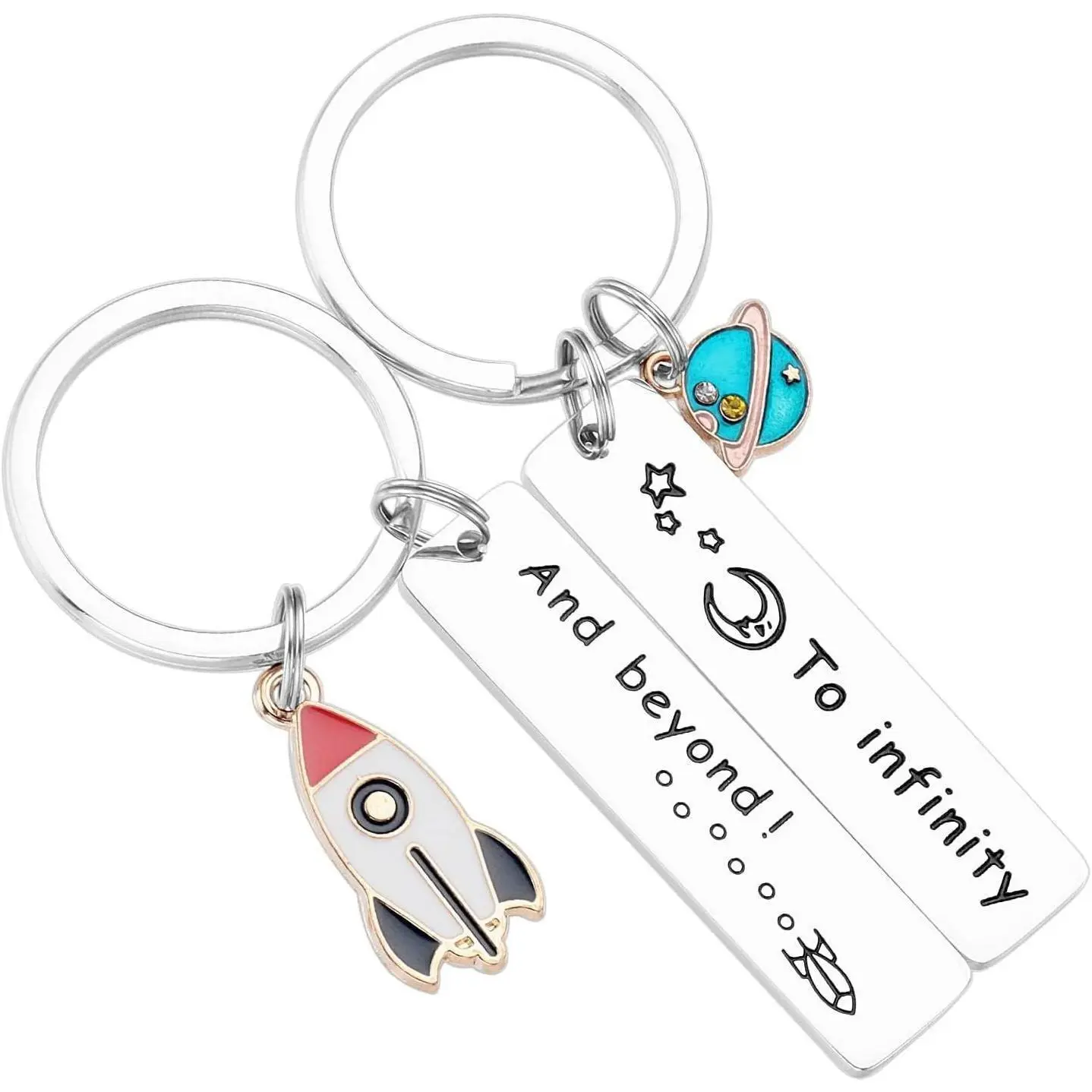 BY-236 Couples Keychain Gifts for Boyfriend and Girlfriend Rocket Planet Keychains I Love You to Infinity and Beyond Keychain