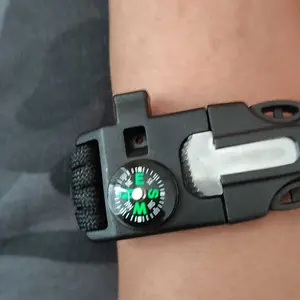 Survival Bracelet Paracord Rod Compass Metal Double Buckle Outdoor Tactical Umbrella Rope Efficient Compass Precise Pointing Quick Positioning