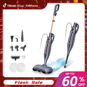 [FebFaves]DEVOAC VM6 Electric Rotating Steam Mop & Household Steam Cleaner, 10-in-1 Steam Mop, 3 Adjustable Steam Levels,Floors Clean, Kitchen, Tiles, Walls, Cabinets, Gaps; Fast Heat-Up, Removes Grease and Grime, Multi-Purpose Cleaning Tool
