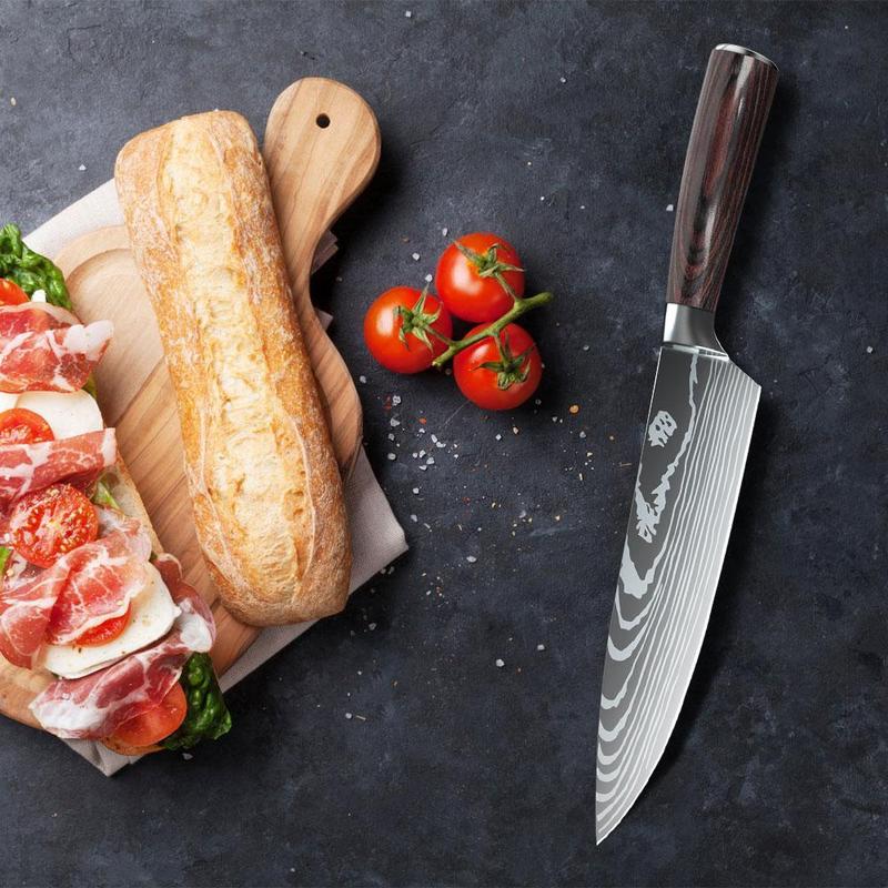 Kitchen Chef Knife - Japanese  Sharp Kitchen Knife 8 Inch Chef's Knives, Damascus Style Stainless Steel Pro Kitchen Knife, Sharp for slicing, Chef's Knife for kitchen Cooking Knife for Cutting Meat Knife Chef with Knife Cover, Unique Gift Box, Best Gift