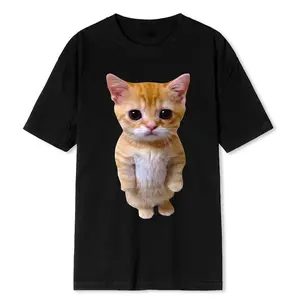 El Gato Meme Sad Crying Cat Munchkin Kitty Meme Trendy Graphic T-shirt Unisex Fashion Short Sleeve T-shirts  Streetwear