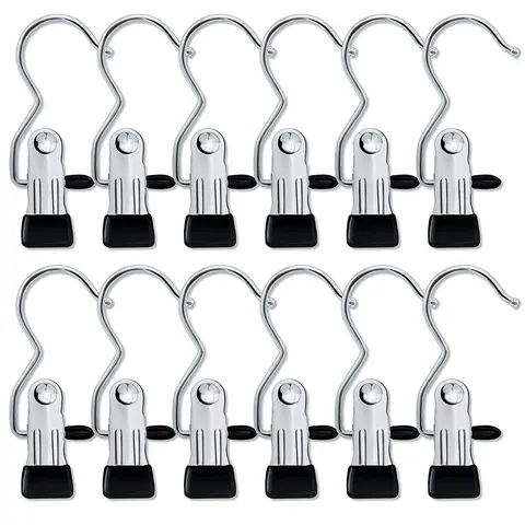16 Counts Anti-Rust Clip Clothespins, Ultimate Lightweight Hanging Travel Hanger Organizer for Home & More, Space-Saving Magic Hat & Pants Storage Rack with Laundry Hooks