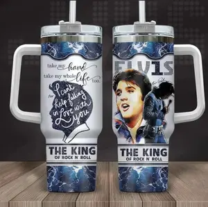 1PC 40oz Tumbler, The King Of Rock Elvvis Presley Tumbler, Classic Music Fan Design For Men Women, Take My Hand Love Quote Vintage Singer Gift Idea | 170326.C00451.ID03