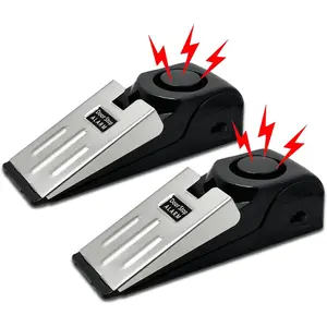 2 Pack Portable Door Stop , Door Stopper with 120db Loud  , Travel Door, Doorstops Wedge Sensors  Devices for Traveling Apartment Hotel and  (Black)