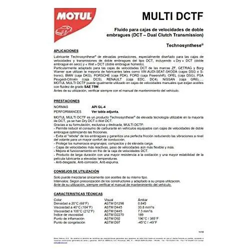 Motul 1L Multi DCTF Dual Clutch Transmission Fluid Pack of 2 for
