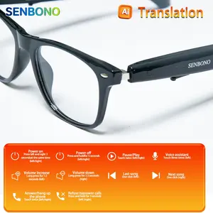 Senbono Smart Glasses, BT Sunglasses, Wireless Audio Glasses with High-Sensitivity Microphone Speaker, Voice Assistant, Auto Pairing, Remote Control, Cool Gadgets